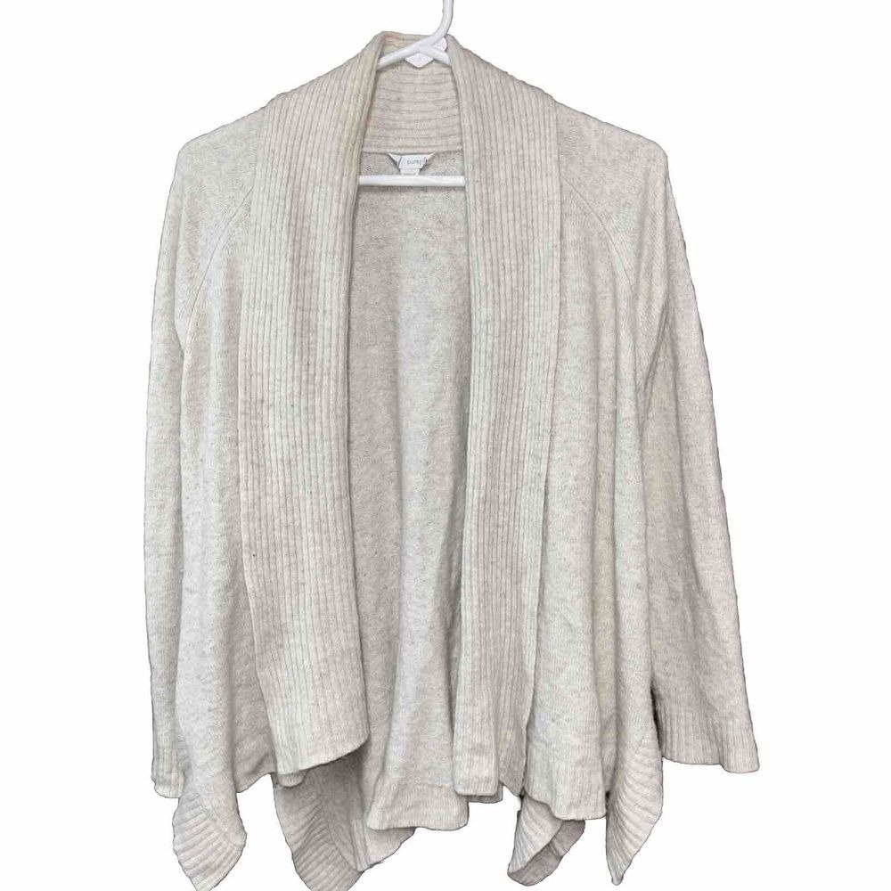 J Jill Purejill Shrug Sweater Womens M‎ Open Front Wool Blend Ivory Knit Batwing